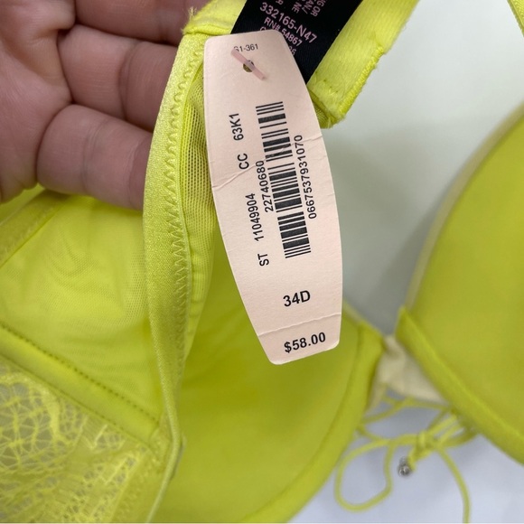 NWT Victoria's Secret Womens Bra Push Up Padded Very Sexy Floral Lace 34D yellow - Picture 6 of 6